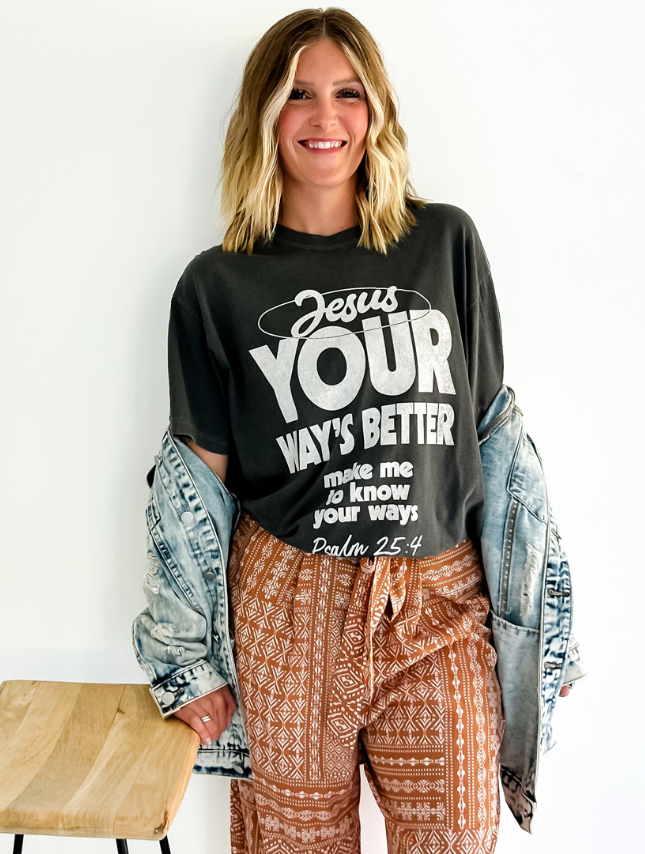 model wearing Your Way’s Better Tee