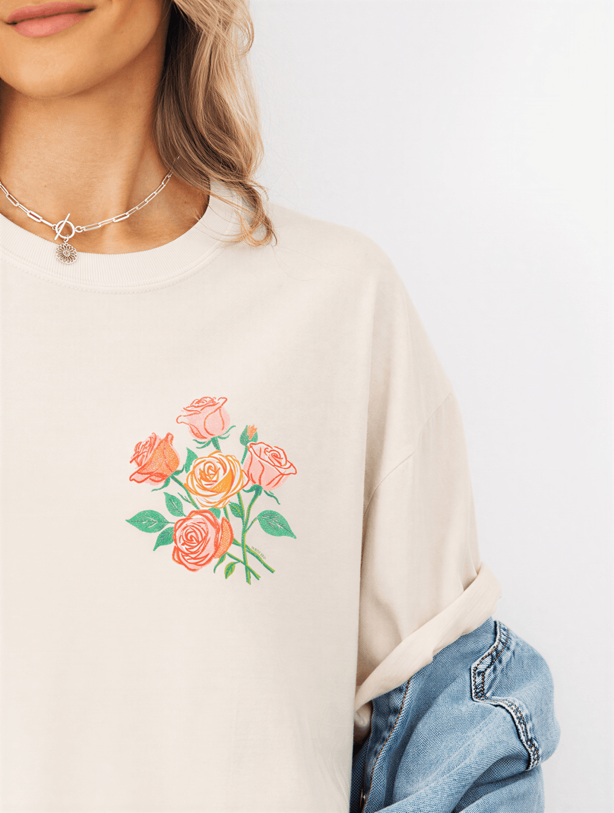 model wearing He Walks With Me Front & Back Tee