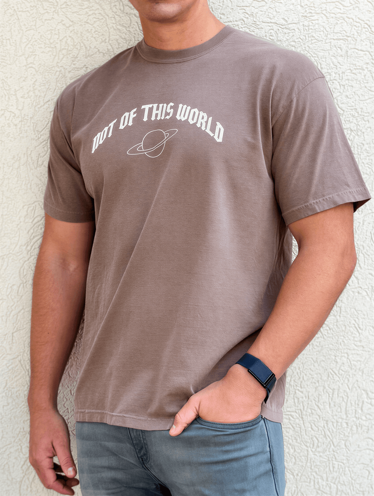 model wearing Not of This World Tee