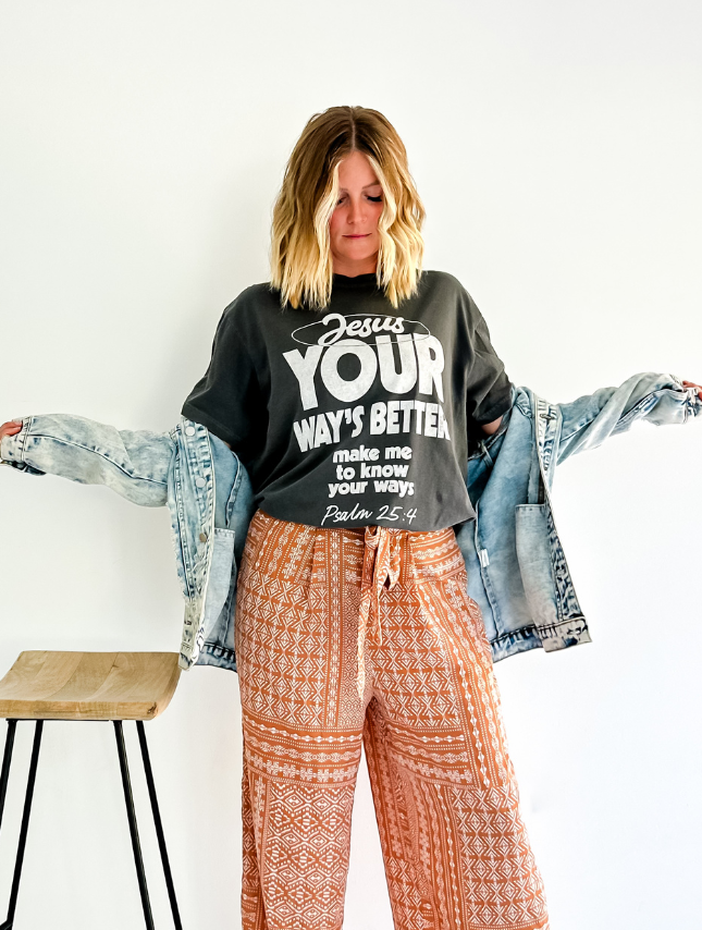 model wearing Your Way’s Better Tee