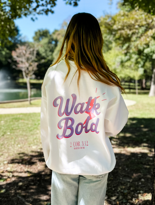 model wearing Walk Bold Sweatshirt