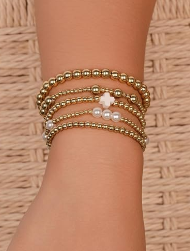 Gold Beaded Stretch Bundle