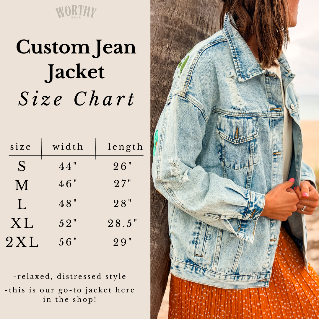 model wearing denim jacket