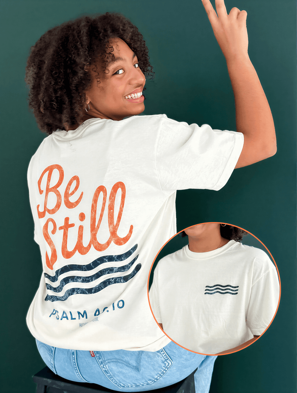 model wearing Be Still - Fall Edition Tee