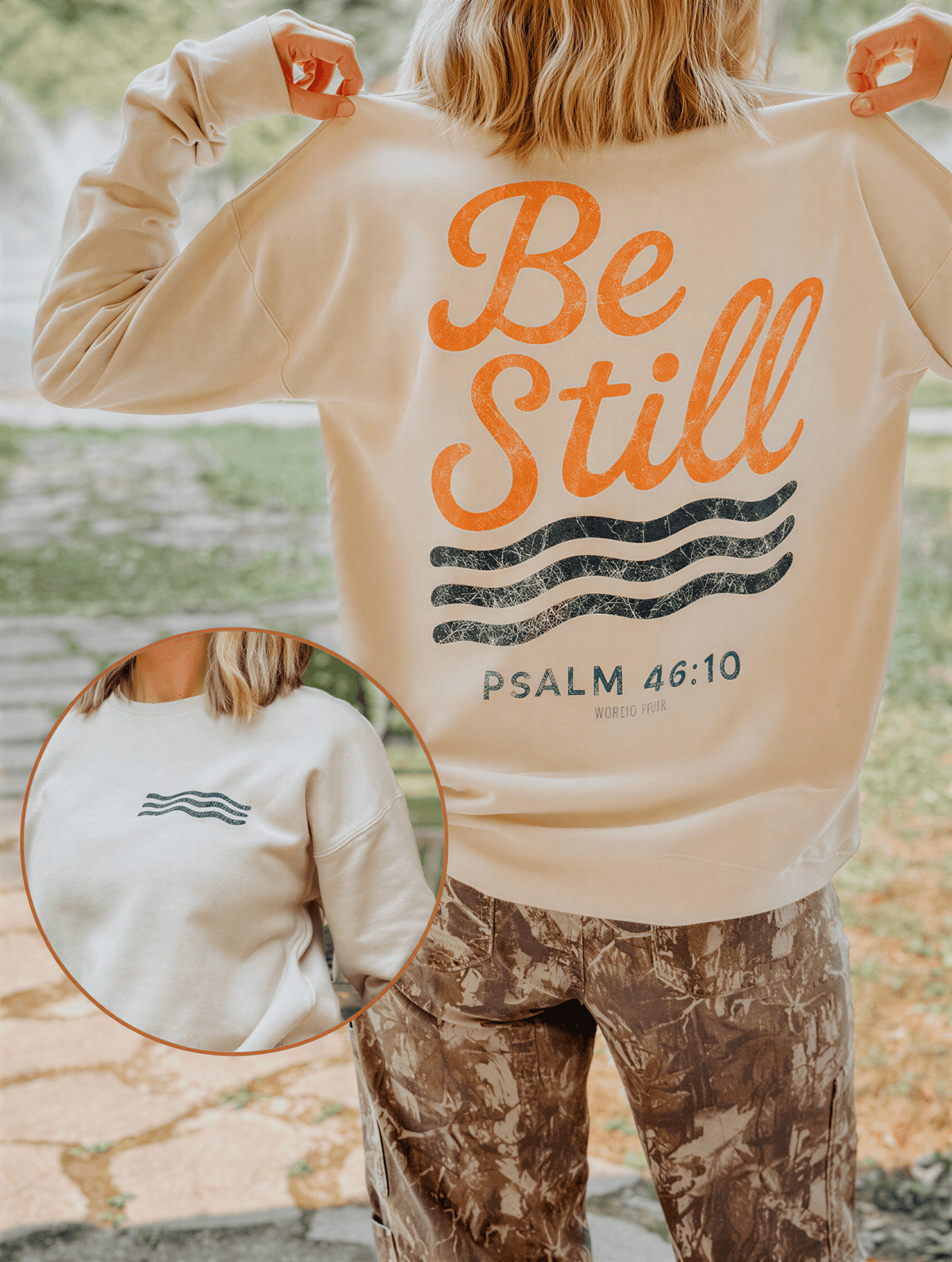 model wearing Be Still - Fall Edition Sweatshirt