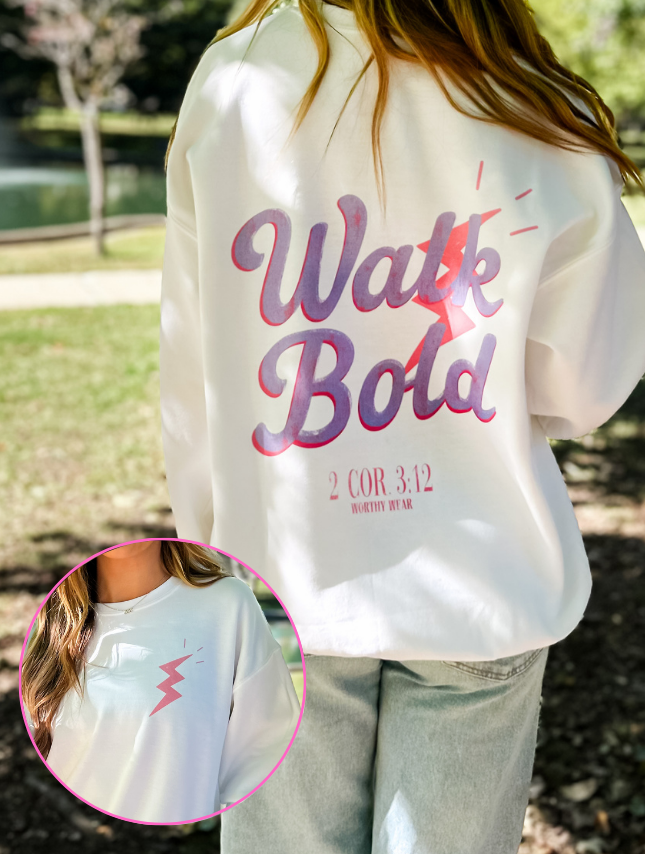 model wearing Walk Bold Sweatshirt