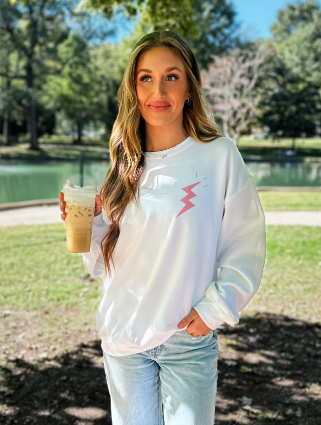 model wearing Walk Bold Sweatshirt