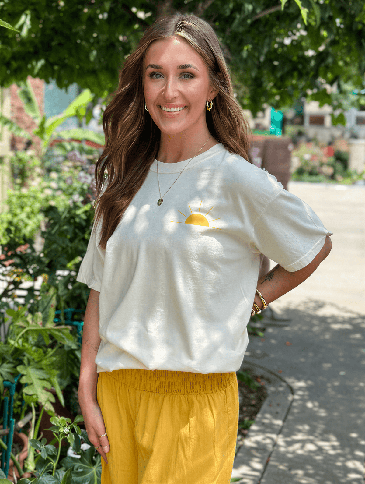 model wearing Fear Not Tee