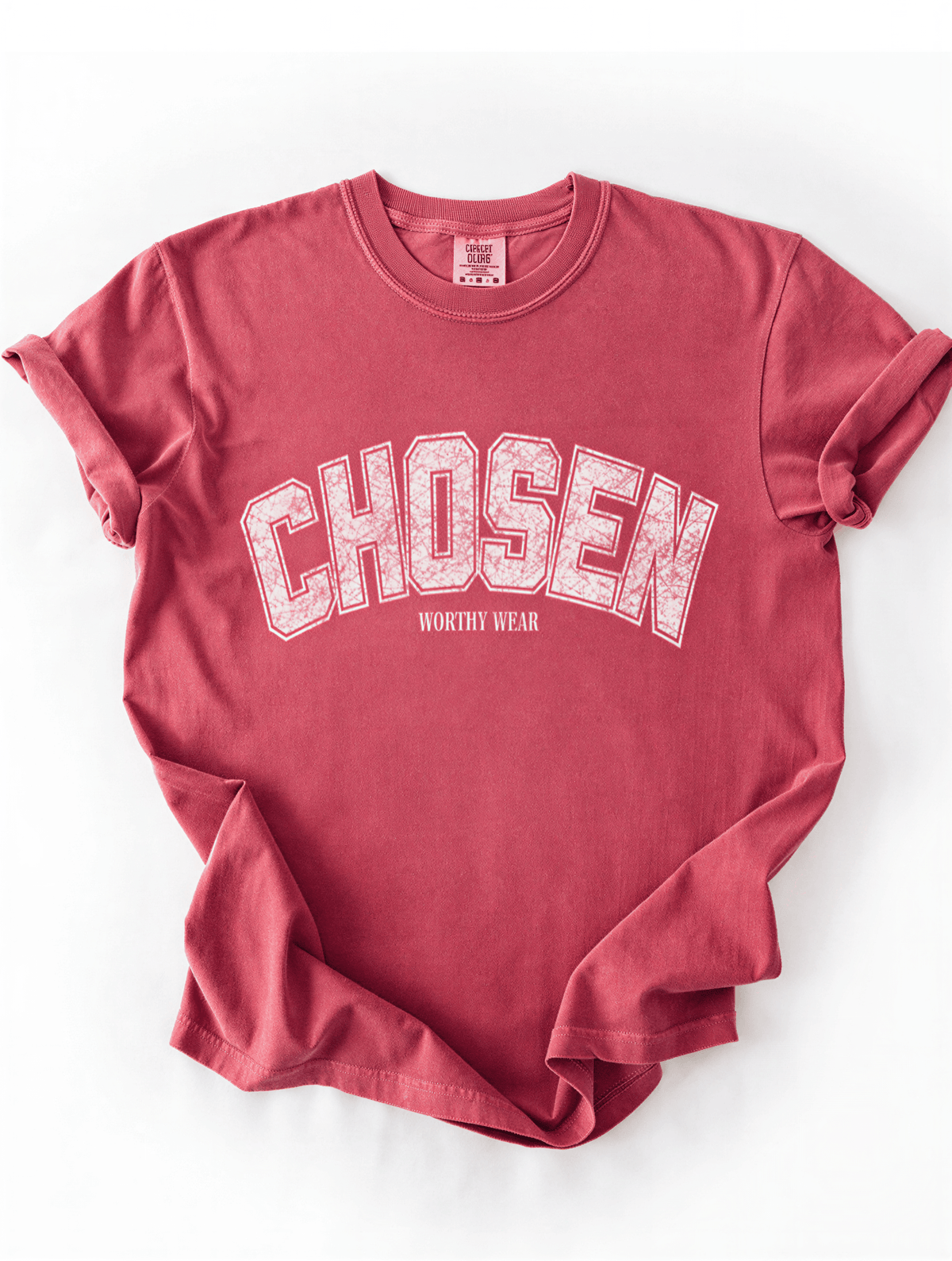 flat lay of chosen tee
