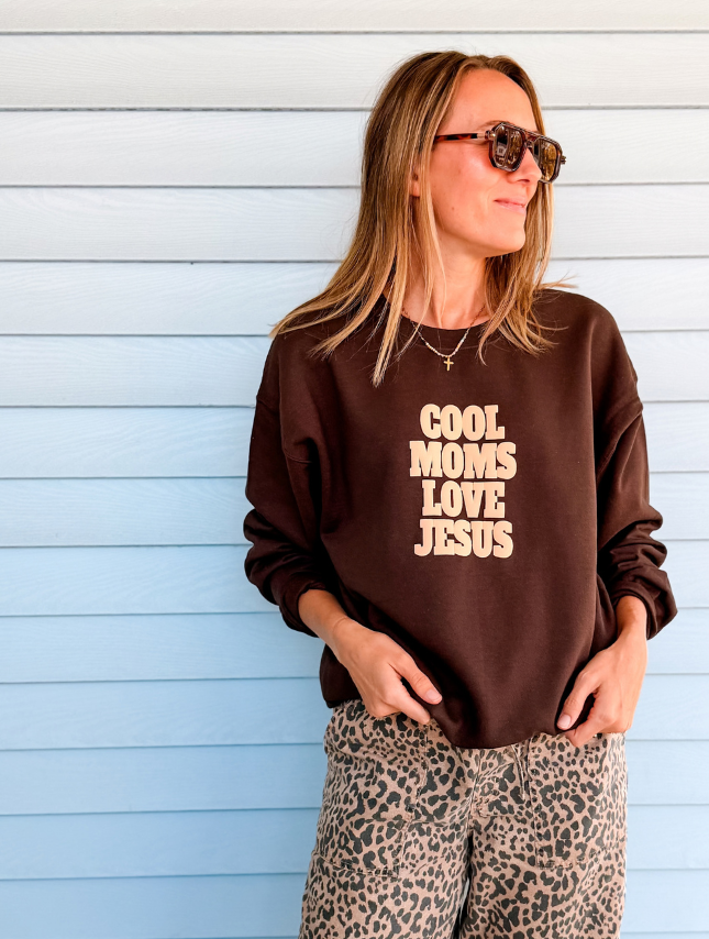 Cool Moms Love Jesus Puff Sweatshirt