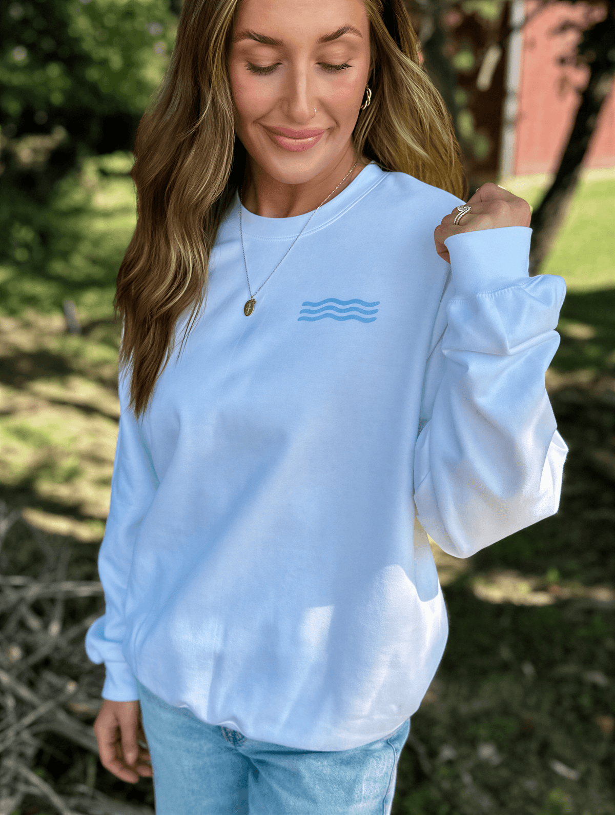 model wearing Be Still Sweatshirt
