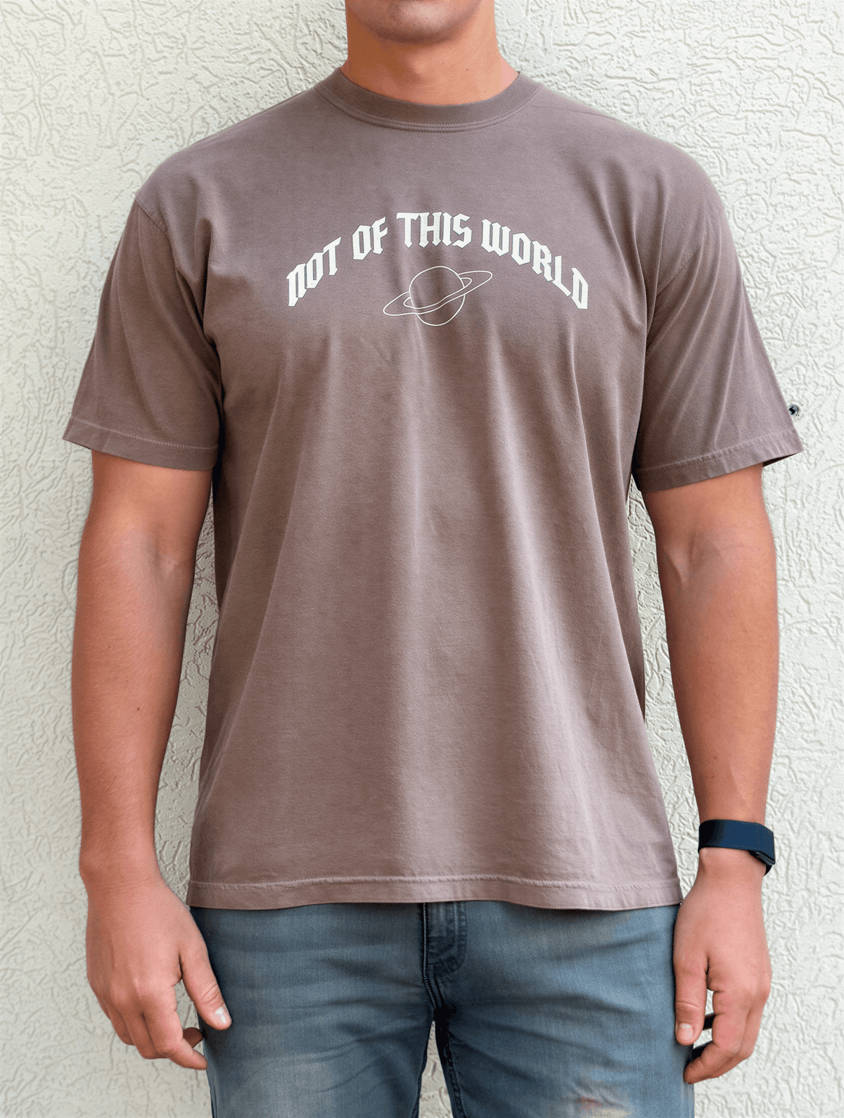 model wearing Not of This World Tee