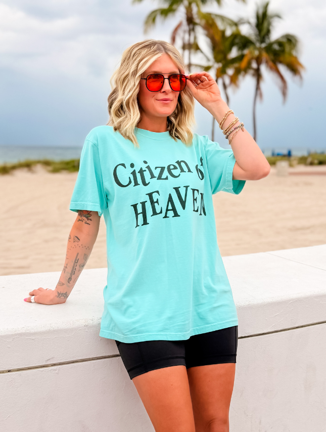 model wearing Citizen of Heaven Tee