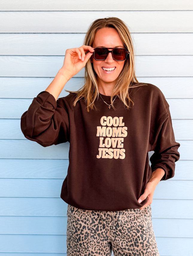 Cool Moms Love Jesus Puff Sweatshirt