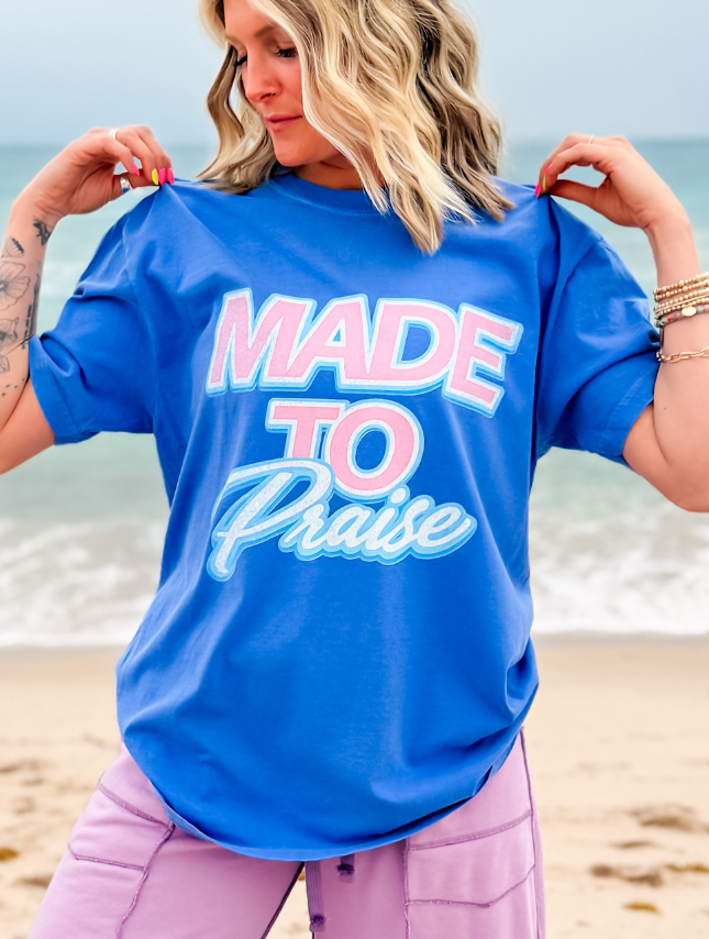 model wearing Made To Praise Tee