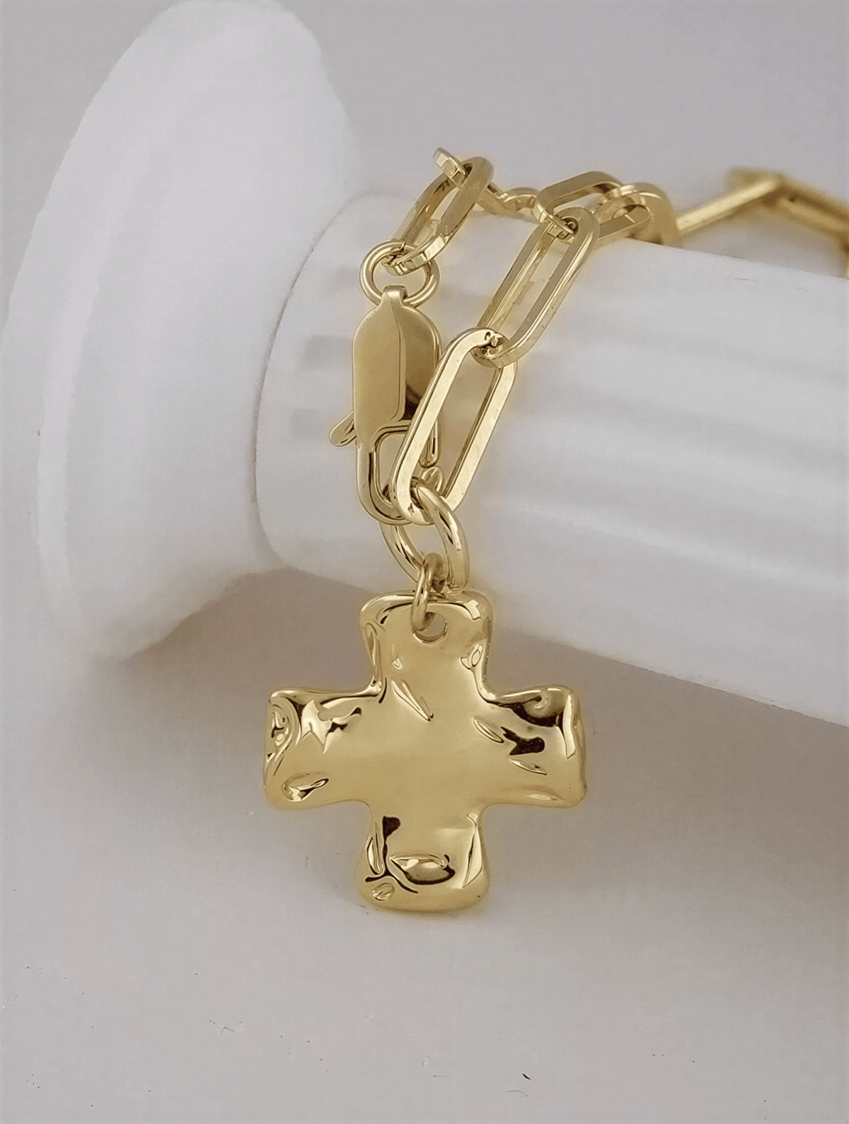 flay lay of Dainty Gold Paperclip Necklace