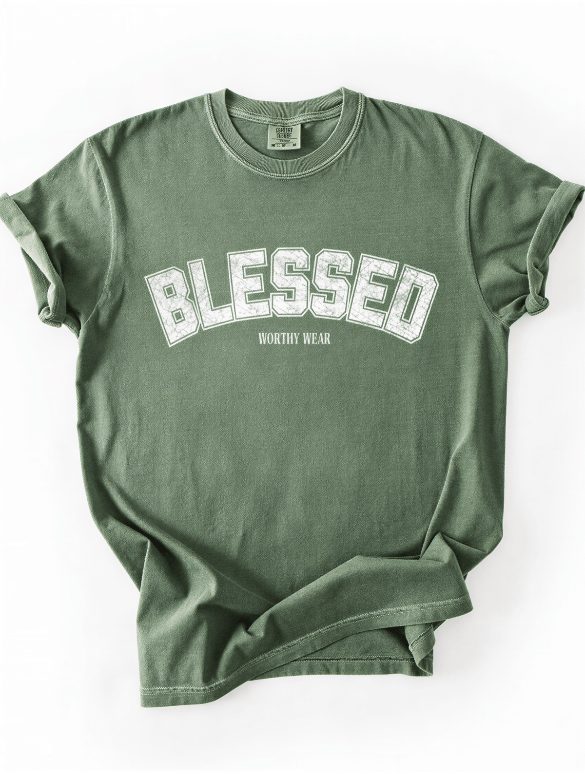 flat lay of blessed tee