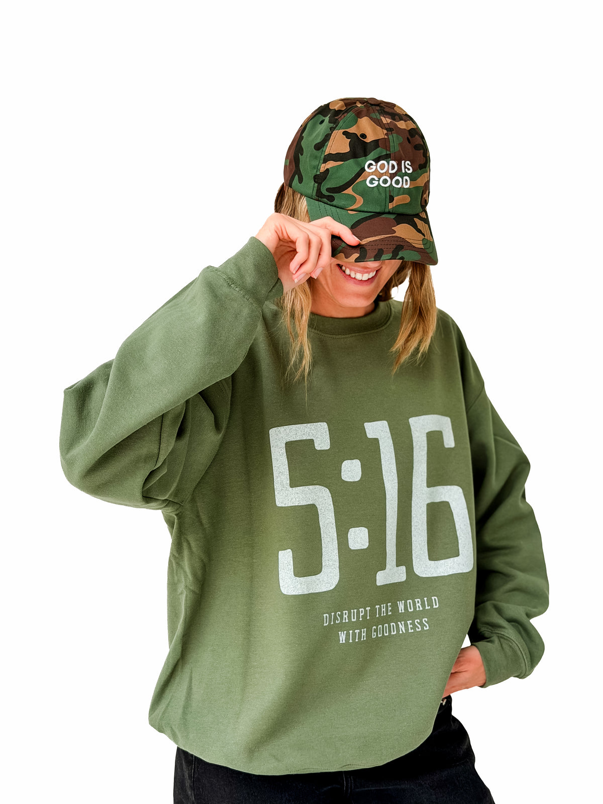 God Is Good Embroidered Camo Cap