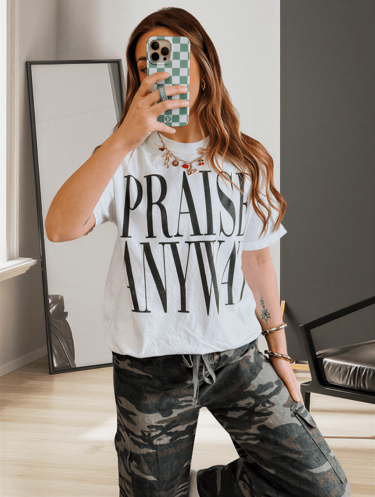 model wearing Praise Anyway Tee